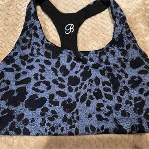 Bombshell Sportswear Black and Blue Leopard Sports Bra Small